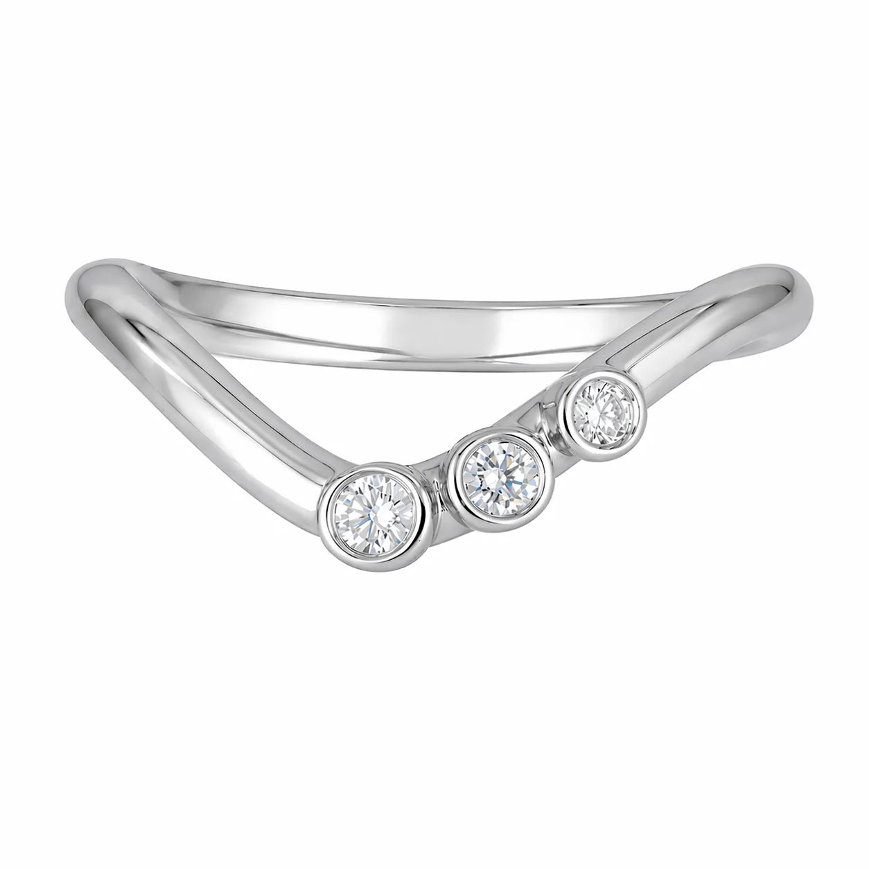 Astra Ring white gold three stone bezel