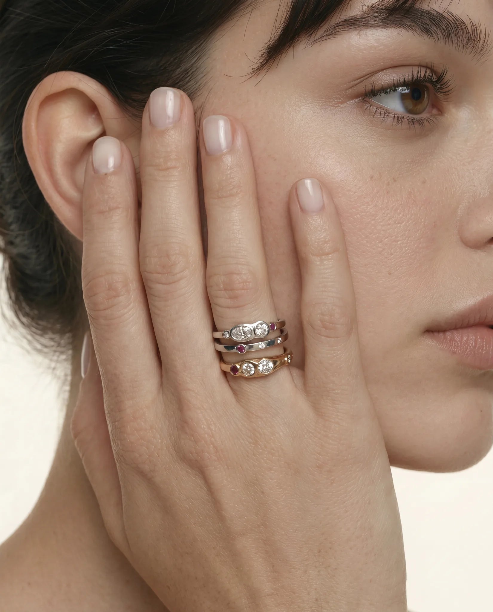 Signature stack layered gold rings