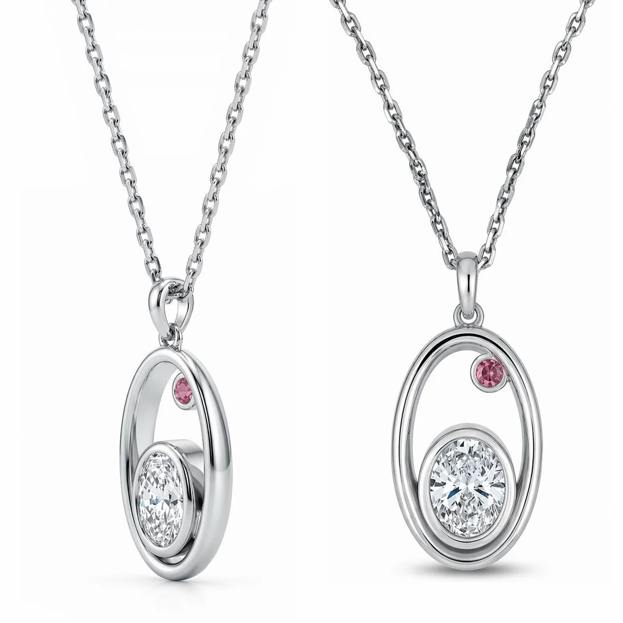 Liv Pendant silver side and front view