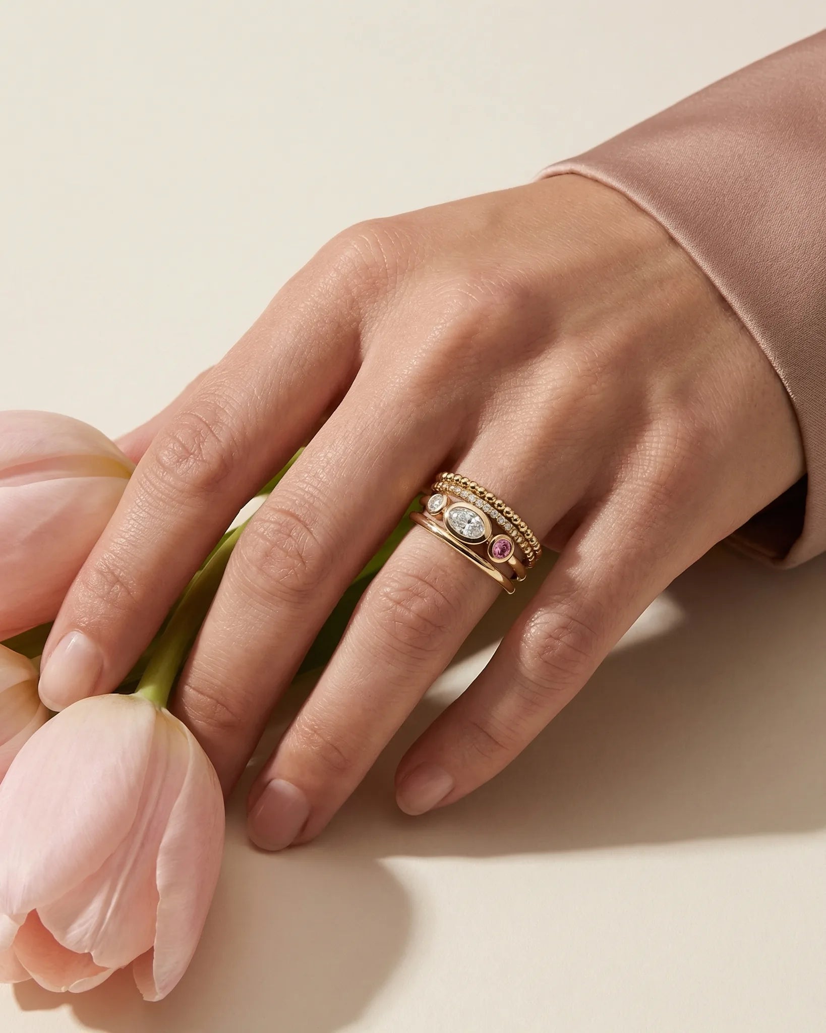 Vienne Ring yellow gold legacy heirloom pink tourmaline